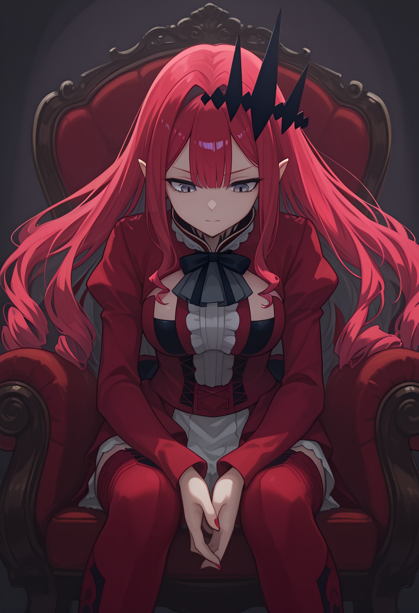 (masterpiece, high quality, amazing detail), highres, 1girl, baobhan sith (fate), sitting, looking down, close mouth, chair, indoor, <lora:Kurapika_is_now_drowning_in_an_indescribable_emptiness-000009:1>