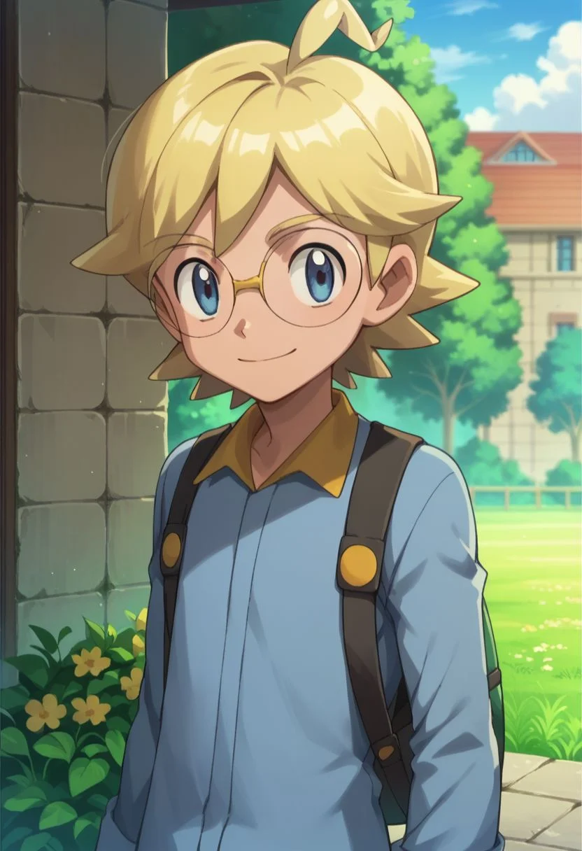 score_9, score_8_up, score_7_up, source_anime, highly detailed, 1boy, solo, male_focus, slender, skinny, cute,
1boy, blonde hair, male focus, glasses, solo, smile, closed mouth, blue eyes, jumpsuit, outdoors,
