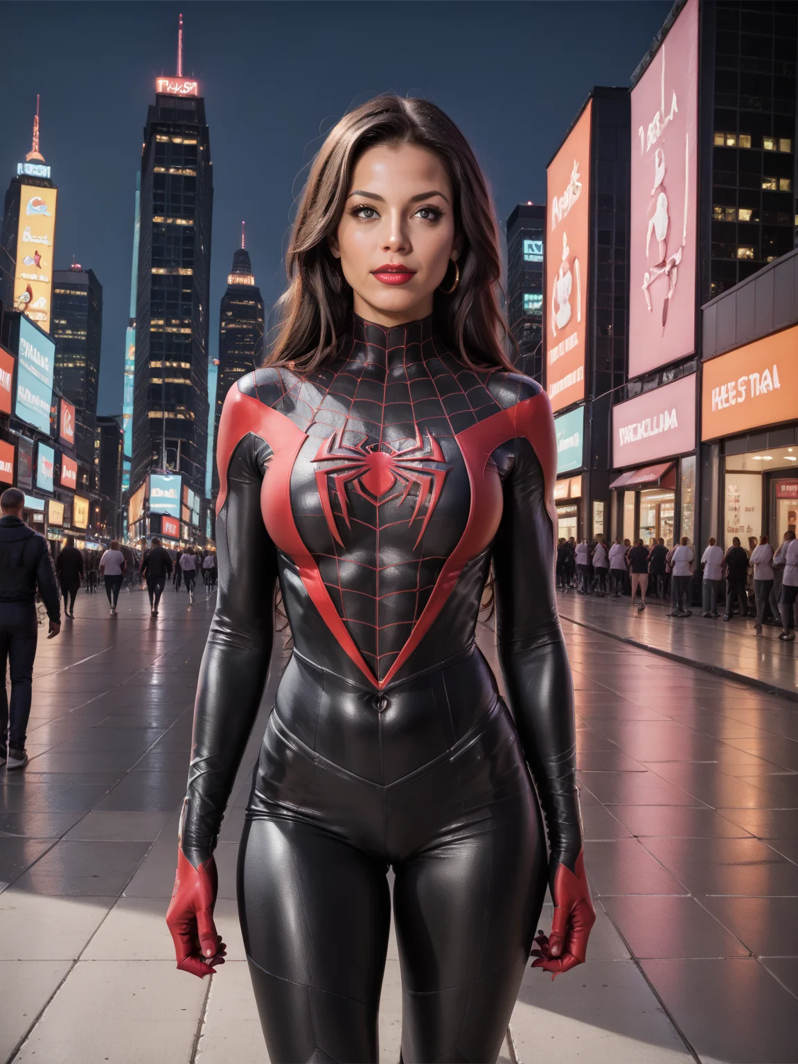 source_cartoon, score_9, score_8_up, score_7_up, score_6_up, score_5_up, , BREAK, 1girl, milesSuit, walking down Manhattan , <lora:milesPony:0.7>,
