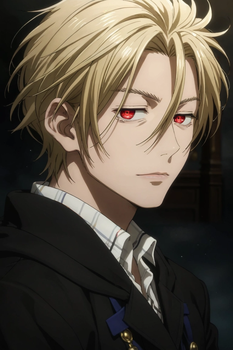 score_9, score_8_up, score_7_up, source_anime, rating_safe, intricate details, semi-realistic, , , 1boy, solo, male focus, <lora:king_of_despair_kekkai_sensen_pony:0.84>, king_of_despair_kekkai_sensen, blonde hair, red eyes, short hair, hair between eyes, , , <lora:sdxl_lightning_8step_lora:1>