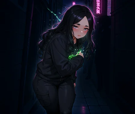 PonyScores7, source_anime, ah1, IllustriousQual, Mdastarou, <lora:natsumi_style:0.5>, <lora:by_usakun-pony:0.4> by usakun, <lora:Akina_Bbw_Style_-_PonyXL:0.2> AkinBw
BREAK (zoom_out:1.8), (Eye-level angle (from side) view medium, focus on legs)
BREAK 1girl, mature female, (round face:1.2), (thick eyebrows:1.3), (curvy), round-chin, caucasian, (plump face), <lora:Round_face:0.2>, <lora:ETO_OCPonyXL:0.3> eto_oc, skindentation, (plump), thick thighs, wide hips, busty, voluptuous, lips, <lora:venus body PonyXL:0.3>, <lora:shinyskin2:0.2> glistening skin
BREAK  (((curly hair), long hair, (black hair:1.4), (parted hair:1.7), messy hair, kinky curls, <lora:hairdetailpxl:0.2> hairdetailpxl))
BREAK ((half green and brown eyes), (colorful eyes), (multicolored eyes), (downturned eyes:1.4), <lora:expressive eyes:0.2> expressive eyes, <lora:eyedetailpxl:0.2> eyedetailpxl, <lora:Eyes_High_Definition:0.2> EyesHD)
BREAK ((whining in frustration,  <lora:Expressive_H:0.2> Expressiveh, <lora:Emotional_Anime_Expressions_PonyXL_Concept:0.2> emotional, <lora:Best_Facial_Expression_LoRA_PONY:0.2>, looking at viewer, <lora:Detailed expressive EXEV style -XL Pony V1.0:0.2> FaceDetail))
BREAK ((A series of crackling, blue sparks danced along the man's outstretched hand, forming a web of electricity that arced and snapped with a sharp, buzzing sound))
BREAK zeus chiffon Denim jacket, Cargo pants
BREAK (((vibrant city streets, with neon lights, diverse crowd, and an electric energy)))
BREAK <lora:xl_more_art-full_v1:0.2>, <lora:aesthetic_anime_v1s:0.2>, <lora:EpicF4nta5yXL:0.2>, <lora:detailxl:0.2> detailxl, <lora:Fant5yP0ny:0.2>, best quality, amazing quality, best aesthetic, absurdres, illustration, Volumetric_Lighting, ultra-detailed, very aesthetic, intricate details, 8k, masterpiece, best_quality
BREAK Stable_Yogis_PDXL_Positives, AS-Adult, <lora:Complicated fantasy portrait - XL Pony V2.0:0.2>, bad-hands-5, <lora:HDA_Detailer:0.3>, HDA_FatGirlXL