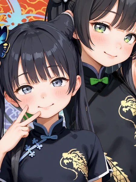 detailed background, shiny skin, posing, rating safe,
<lora:chipokan.pony:1>,
chipokan,
<lora:shunkoki.pony:1>,
shun, kisaki, 2girls,
upper body,