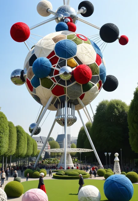 masterpiece, very aesthetic, absurdres, newest, Yarnworld, close-up, atomium, brussels <lora:Challenge_Winnifier:0> <lora:Yarnworld-000017:0.7>