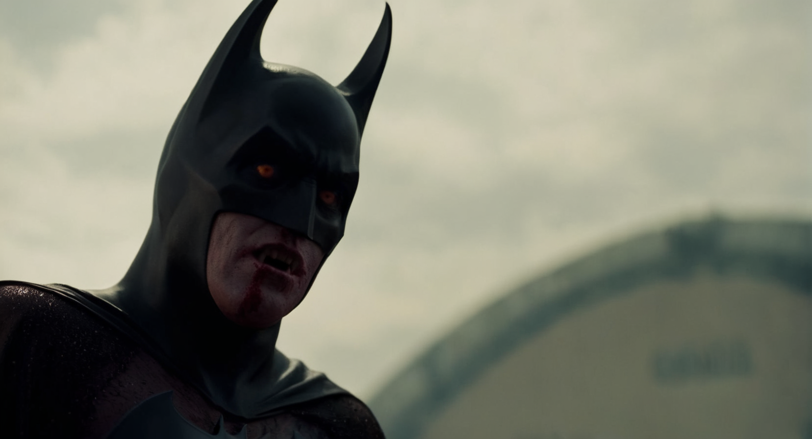 cinematic film still of  Cinematic Film stock footage in (arri alexa style) Kodak film print,   <lora:Batman Vampire:1> <lora:Vampire-000003:1> Batman Vampire a woman in a bat costume and vampire fangs, shallow depth of field, vignette, highly detailed, high budget, bokeh, cinemascope, moody, epic, gorgeous, film grain, grainy