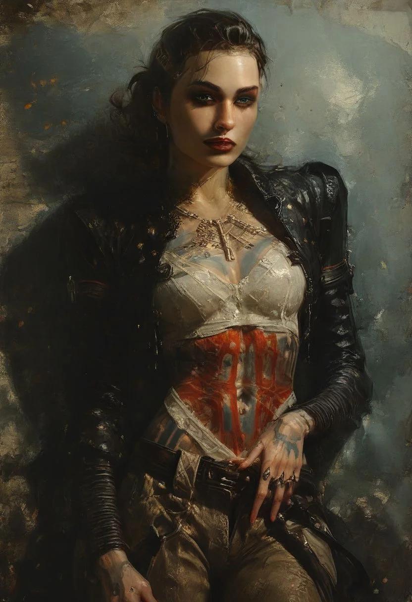 score_9, score_8_up, score_7_up, score_6_up, score_5_up, score_4_up, BREAK d4rk01l,amazing body,fullbody portrait, open leather jacket, or leotard, cargo pants, hip cutouts, belt, boots, jack mass effect, looking at the viewer, fantasy style, dynamic view, view<lora:d4rk01lXLP:0.55>