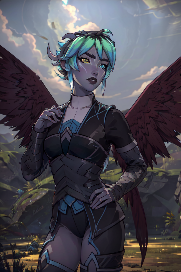 Nyx, (heterochromia), (wings:1.2), horns, sky, clouds, flying, (flying in the sky:1.5), (realistic:1.2), (masterpiece:1.2), (full-body-shot:1.2),(Cowboy-shot:1.2), dark romantic lighting, (highly detailed:1.2), (detailed face:1.2), (gradients), colorful, detailed eyes, (natural lighting:1.2), solo, <lora:add_detail:0.3> <lora:DragonPrince_Nyx-10:0.8>  <lora:BeautifulEyes:0.3>