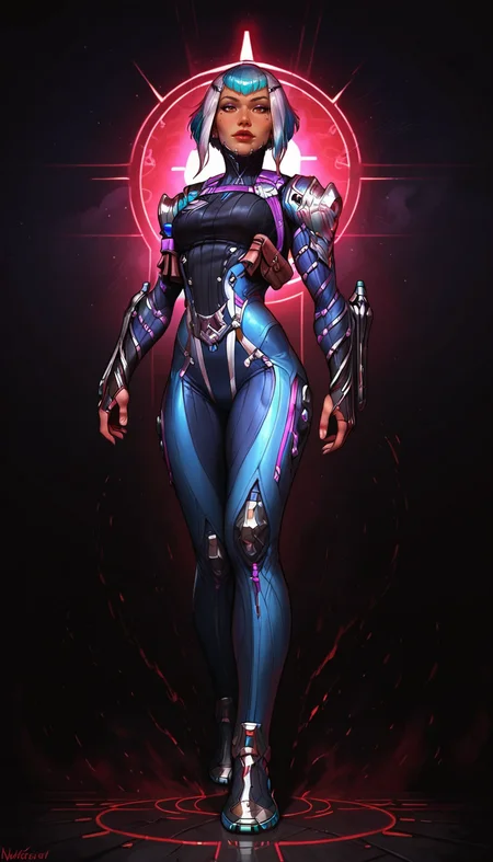 score_9, score_8_up, score_7_up, , detailed face,  best quality, perfect eyes, floating hair,  best quality,, perfect eyes,  detailed background, full body shot, from below, cowboy shot, cityscape, city background, dynamic pose, sexy pose, 
<lora:DetailedEyes_V3 helper eye:1>, looking at viewer, 
<lora:Expressive_H:0.45> Expressiveh, <lora:g0th1cPXL:0.35> g0thicPXL, glowing, neon, <lora:incase_style_v3-1_ponyxl_ilff Pony-St1le:0.6>,<lora:princess_xl_v2:0.75>,
, a0i, short hair, multicolored hair, bodysuit, multicolored hair, science fiction,  <lora:Warframe_1999_Aoi-000007:0.8>