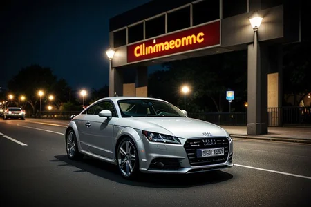 cars fantastic white, [Audi TT], speed, intricate detail ,dark background , HD. Photograph , ((in enhanced street night. Depth of field Natural lighting. Beautiful natural dark night)), extremely high quality RAW photograph, ultra detailed photograph, sharp focus, high resolution, (detailed skin:1,3),high quality, film grain, Fujifilm XT3,(Highly Detailed), full photo, (Cinematic Photo:1.3) of (Realistic:1.3)