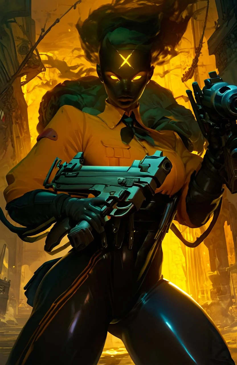 score_9, score_8_up, score_7_up,
beautiful muscular haze_dl, 1girl, sexy, yellow eyes, glowing, dark skin, glowing eyes, weapon, gun, holding, holding weapon, bodysuit, holding gun
<lora:cutesexyronutts_style_xl:0.8> <lora:Fant5yP0ny:0.5> <lora:Haze:0.9>