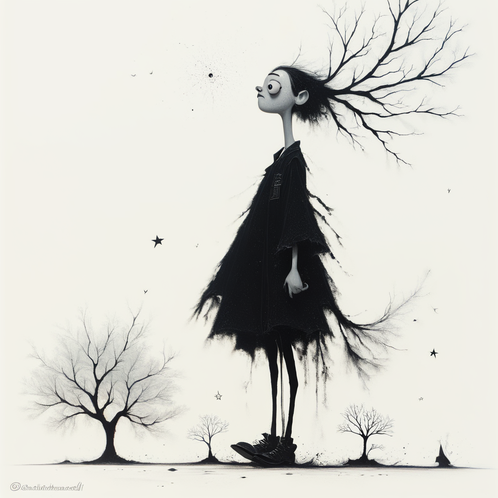 score_9, score_8_up, score_7_up, score_6_up, scribble, A minimalist ink drawing of a lone tree stood starkly against a white background. The simple, clean lines conveyed a sense of elegance and simplicity, while the stark contrast between the black ink and white paper gave the drawing a powerful impact., highly detailed <lora:ponys-dream:.9>