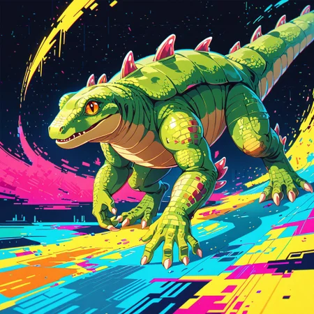 score_9, score_8_up, score_8,, :d,glitch art,glitching,glitch, Caterzilla with pale-yellow black-maroon and black color palette
