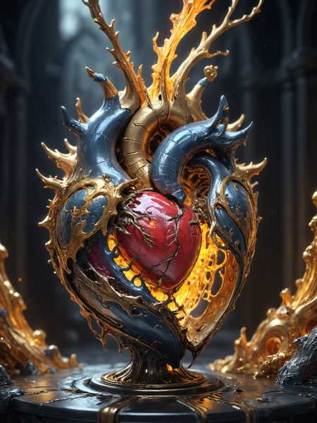 an intricately detailed award winning painting demonstrating astonishing style and technique and rendering a creative and new subject matter in amazing detail,dramatic,trending,exciting,"The Heart of the Matter",, glow effects, godrays, Hand drawn, render, 8k, octane render, cinema 4d, blender, dark, atmospheric 4k ultra detailed, cinematic, Sharp focus, big depth of field, Masterpiece, colors, 3d octane render, 4k, concept art, trending on artstation, hyperrealistic, Vivid colors, extremely detailed CG unity 8k wallpaper, trending on CGSociety, Intricate, High Detail, dramatic