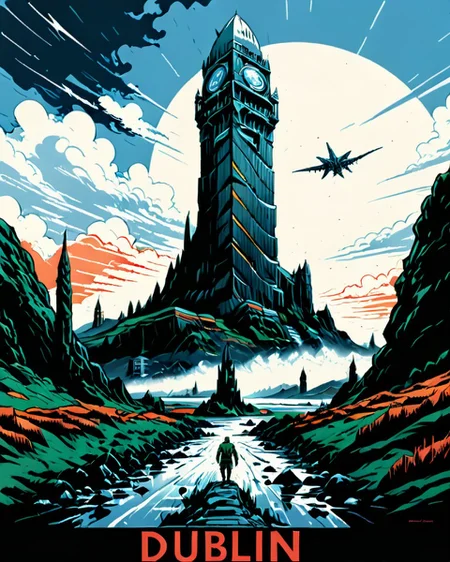 landscape, A science fiction propaganda poster shows the (((dublin)))