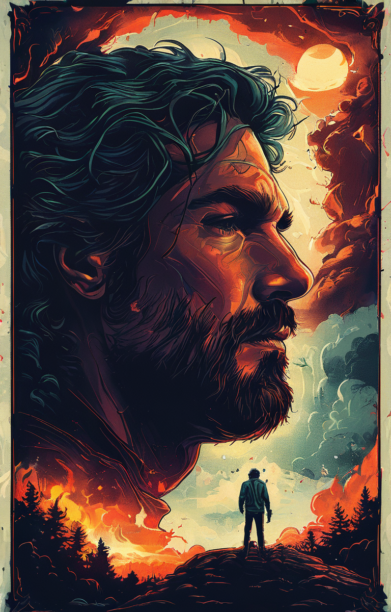 masterpiece,best quality,<lora:tbh160-sdxl:0.9>,illustration,style of Dan Mumford, portrait of man