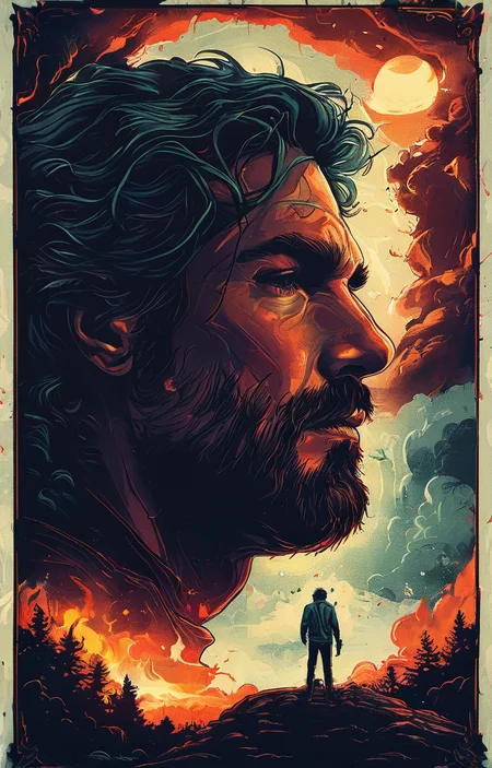 masterpiece,best quality,<lora:tbh160-sdxl:0.9>,illustration,style of Dan Mumford, portrait of man