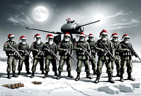 terminator santa claus army art by llbreton