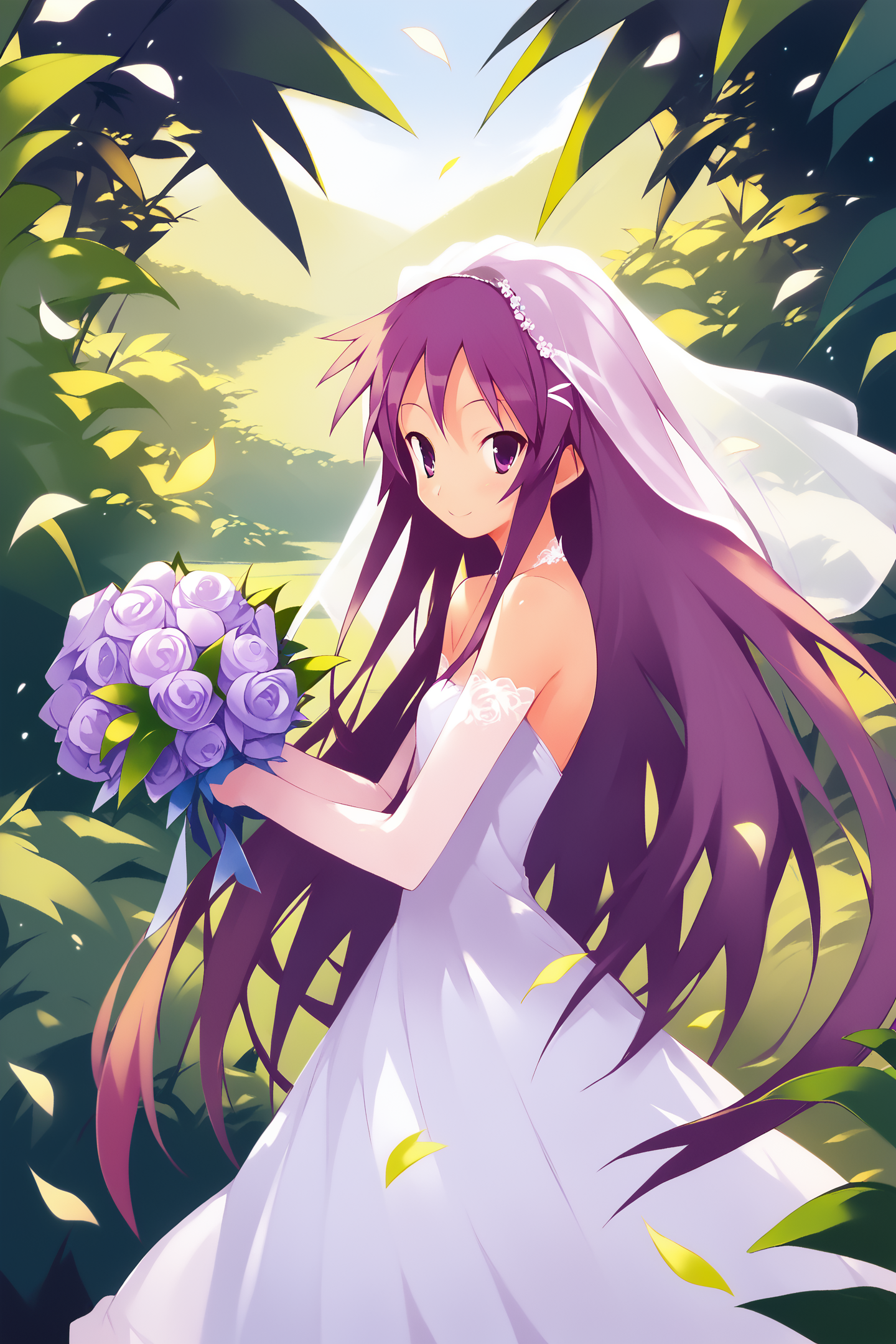 score_9,score_8_up,score_7_up,masterpiece,best quality,
Akiba Rika,1girl,solo,long hair,dress,purple hair,flower,purple eyes,bouquet,wedding dress,bare shoulders,smile,
<lora:Keiji Yamamoto_XL_PONY:1.4>,
