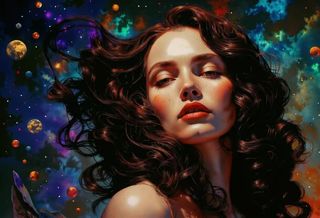 nixeu style A Portrait by a Dorota Pietrowiak, digital painting in a 2 vibrant use of (snellâs law) how light travels through the lenses of sphereâs creating a spectrum of iridescent colors, precise, fractal design, flowing curves, precision, colorful, fractal geometry, harmonic interference, digital illustration, photo manipulation, altered realities, fantastical scenes, digital artistry, striking visuals, masterpiece, best quality, highres, high detail, sharp focus, detailed background, light reflection, photorealistic,  <lora:flux.1_lora_surreal-tones_v1:0.05> <lora:style_of_Martin_Johnson_Heade_flux:0.4> <lora:LessOfAFailure-flux:0.3> <lora:Epic_gorgeous_Details-flux.1:0.6> <lora:Color_World_-_s1_g4-flux:0.4> <lora:Fluxartis_IIB:0.5>