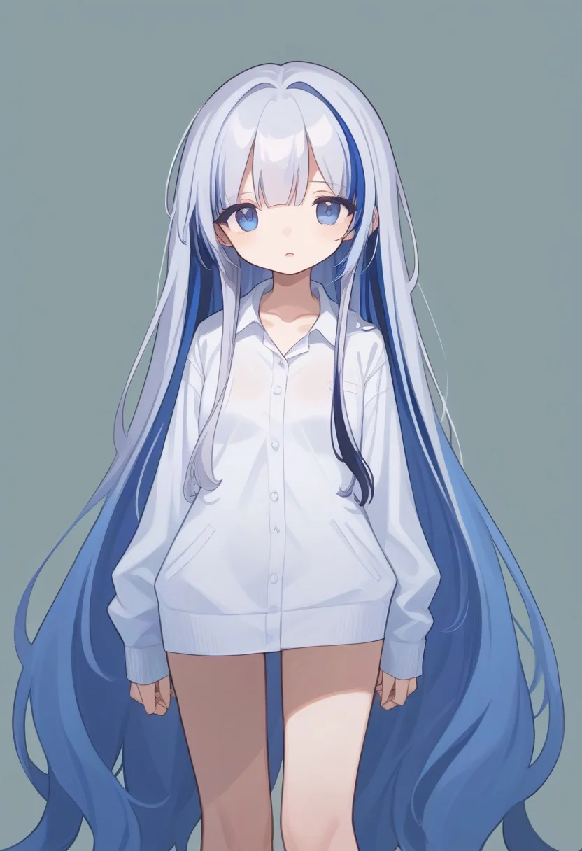 score_9, score_8_up, score_7_up, source_anime, BREAK, standing, simple background, cowboy shot, very long hair, blue hair, streaked hair, multicolored hair, hubblenc