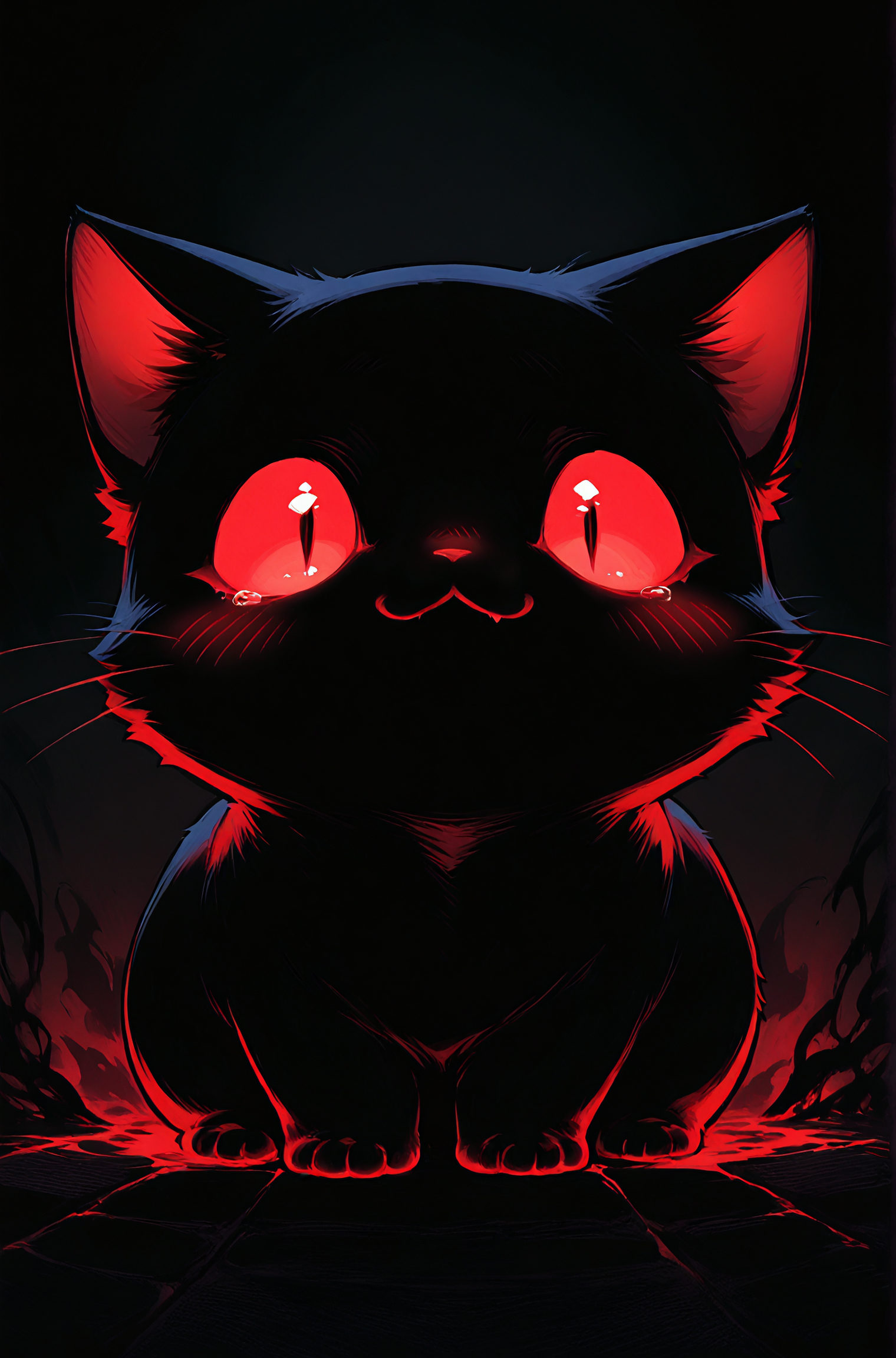 cat, animal focus, general,

blush, :3, 

abyss, corruption, mutation, 

dark, 

best quality, very awa, highres, newest