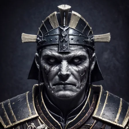(best quality, masterpiece:1.2), sharp focus, 8k, ultra-detailed, (photorealistic:1.5), In the fading twilight, amidst the whispers of fallen leaves and the scent of blood-soaked earth, an old seasoned samurai warrior knelt, his weary form a testament to a lifetime of battles. His once-gleaming armor, scarred and dented, bore witness to countless conflicts, while his weathered face displayed the wisdom of ages. With eyes that had seen both glory and sorrow, he bowed his head in solemn reverence, paying homage to the fallen. His hands, calloused and steady, cradled a ceremonial katana, its blade reflecting the pale moonlight. In that moment of quietude, he embodied the essence of honor, resilience, and the weight of a thousand battles. art style of Fenghua Zhong, black and white, ultra res,