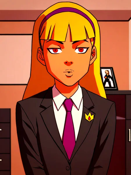 score_7, score_7_up, score_9, score_9_up, BREAK, DC__Young_Justice_Child, 1girl, solo, blond hair, flat chest, red eyes, purple hairband, white shirt, black coat, red tie, insignia on coat, kiss lips leaning over, indoors, bedroom,
<lora:DC__Young_Justice_Child:0.8> <lora:sdxl_casting_spell:1>