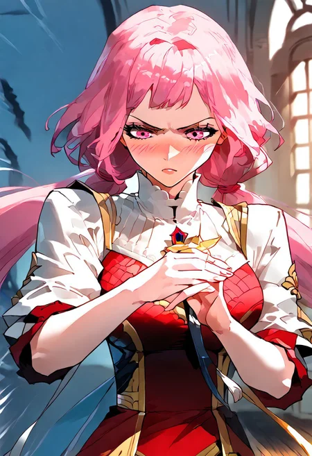 score_9,score_8_up,score_7_up,score_6_up,
source_anime, (best quality), (masterpiece), (extremely detailed), (finely detailed), (detailed face, perfect face, perfect eyes, beautiful detailed shading), (perfect hands), (full colors), blush,
BREAK,
cowboy shot, upper body,
1girl, solo, 纳兰嫣然, pink hair, twintails, long hair, pink eyes, large breasts, holding a sword, action pose