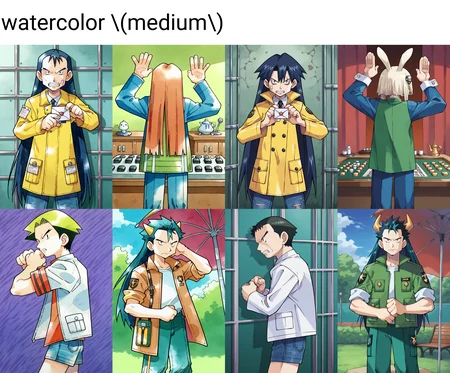 score_9, score_8_up, score_7_up, score_6_up, BREAK ken sugimori,watercolor \(medium\), 1boy,solo,navy hair, pastel eyes, very long hair, pewter raincoat, navy cutoff jeans, letter pose, prison, wide shot, rape face, <lora:KenSugimoriPony:1>