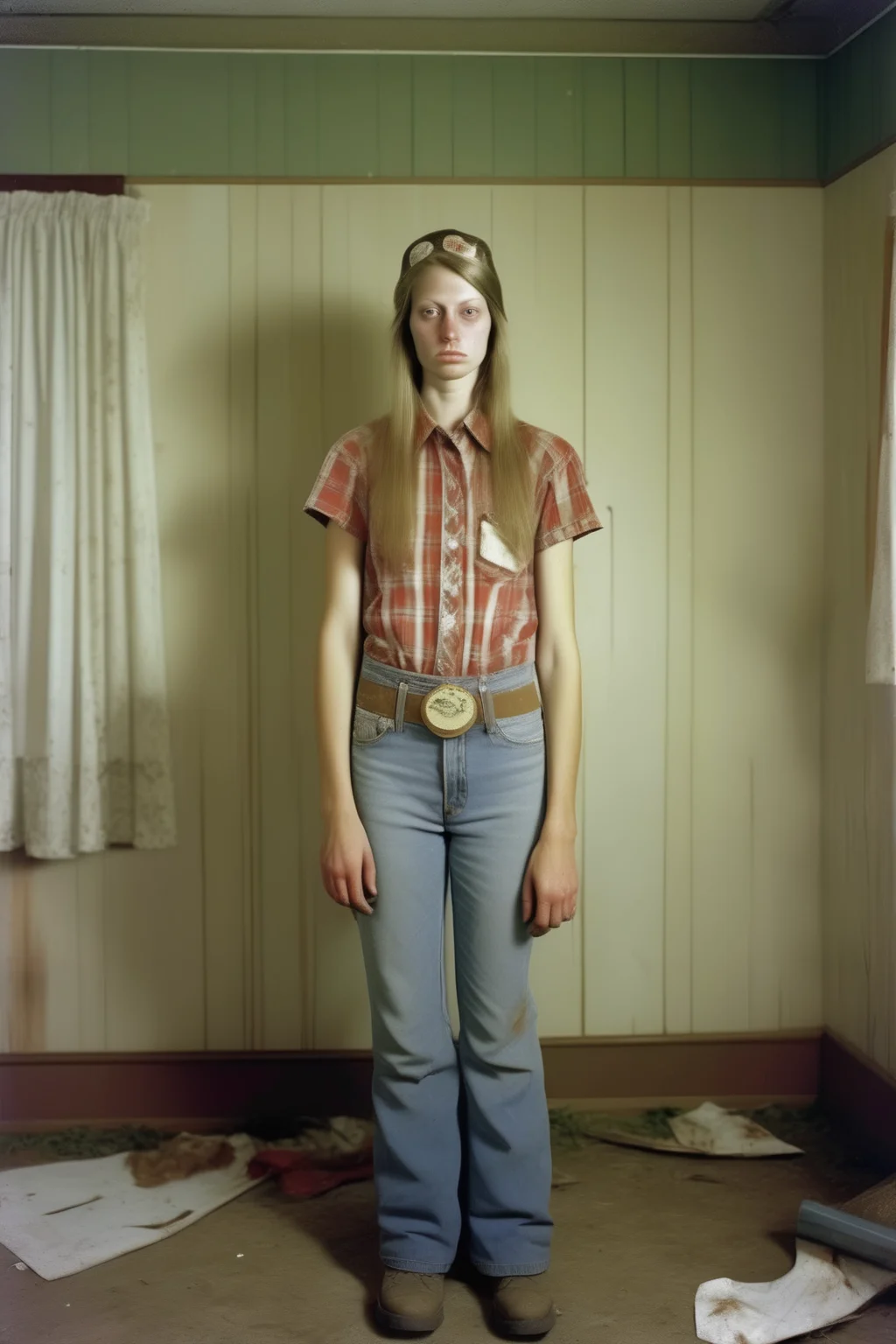 <lora:Alec Soth style:1>Alec Soth style - Redneck fashion girl in da house. Photographed