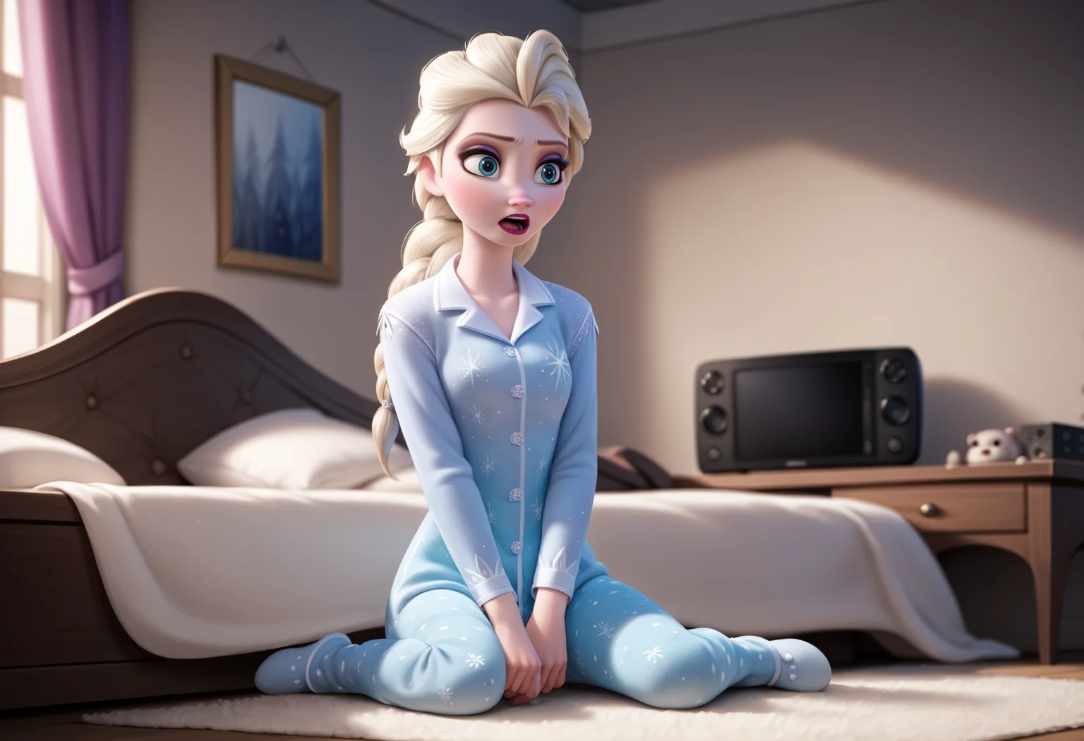 score_9, score_8_up, score_7_up, score_6_up, score_5_up, score_4_up, BREAK, source_anime,
1girl, elsa \(frozen\) in front of a tv, cozy pajamas, living room, cozy mood, evening, solo <lora:ElsaXL:1>