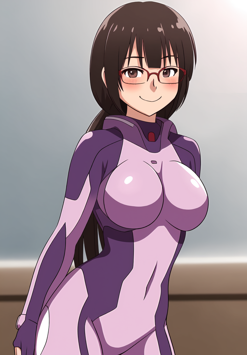 <lora:Yun-hua_Lu:0.6>, Yun-hua_Lu, 1girl, solo, bodysuit, sexy pose, smirk, blush, glasses,