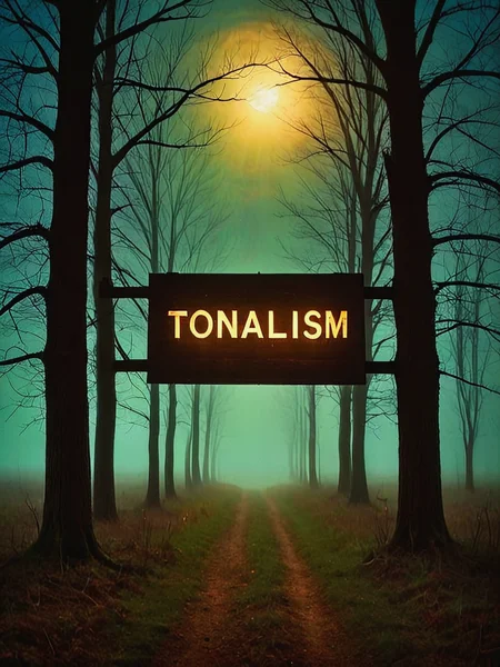 Art. A large rustic glowing country sign displaying the text: "Tonalism".

Atmospheric. Night.

<lora:Tonalism01b_CE_XL_300-OT:0.6> tnlsmCE_style