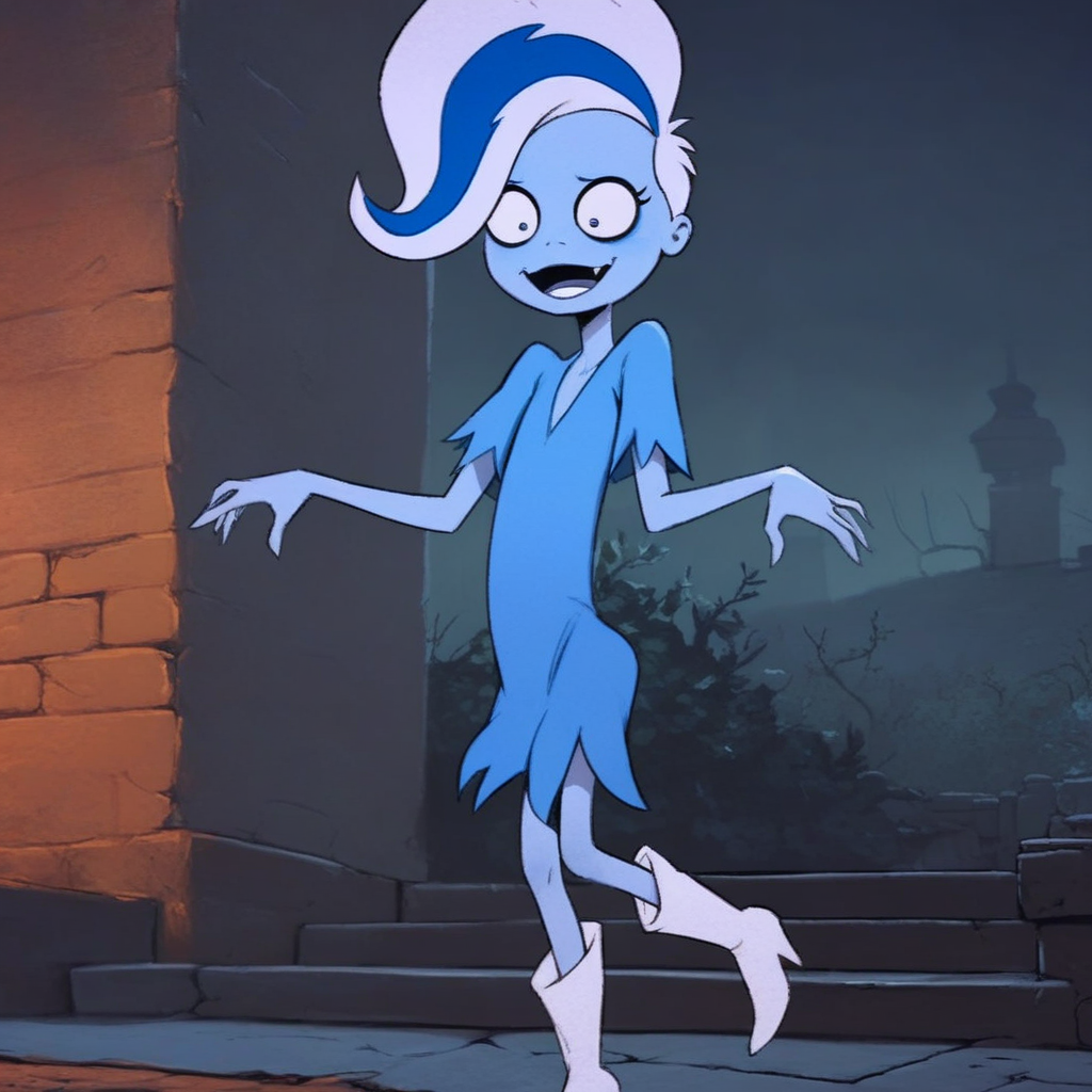 score_9, phantasma, ghost girl, dress, outdoors,