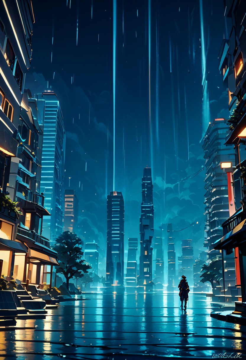 score_9, score_8_up, score_8, medium breasts, (curvy), 
zzCitronLegacy, outdoors, no humans, water, no humans, night, building, scenery, rain, neon glow,
zPDXL, Expressiveh