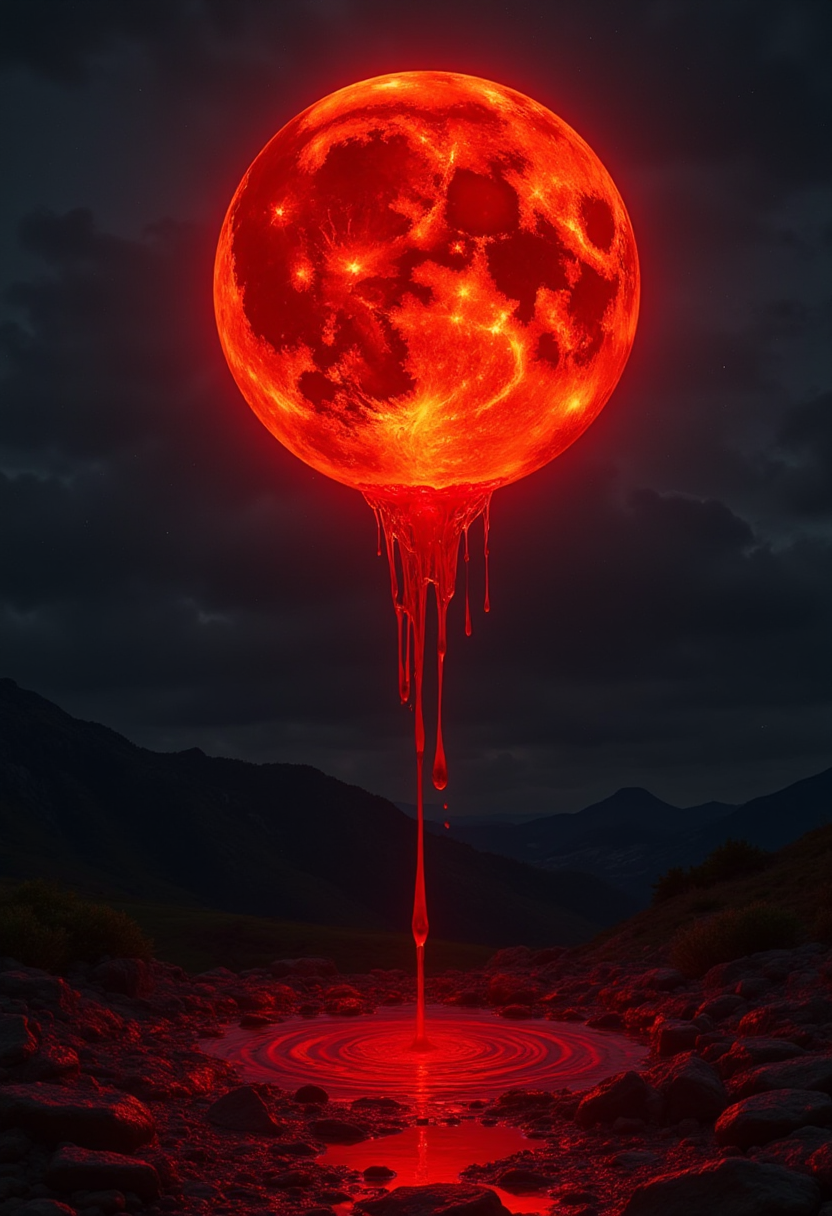 A red blood moon dripping