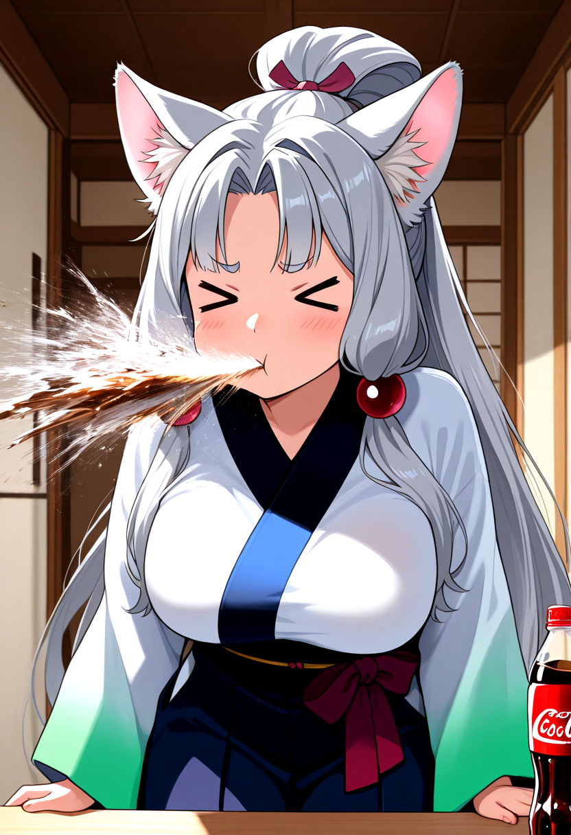 masterpiece, best quality, amazing quality, 
1girl,solo, cowboy shot,  >_<,  drinking coca-cola bottle, japanese room,
<lora:SpitTake:1> spit take, spitting brown water ,  touhoku itako, japanese clothes,