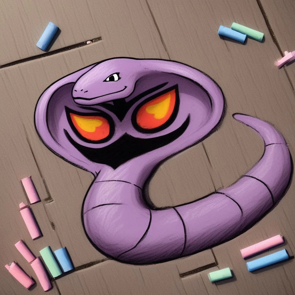 ch4lkdr4wing, chalk, 1girl, solo, arbok, snake, feral