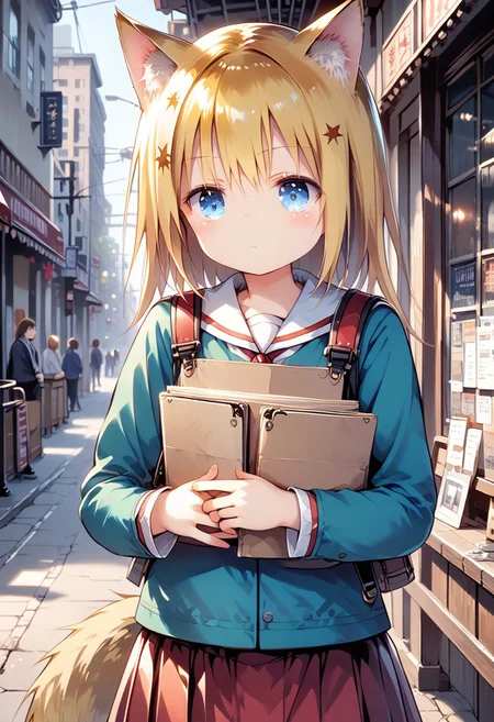 score_9, score_8_up, score_7_up, 1girl,FujisakaLP, high definition eyes, (masterpiece), (best quality), (ultra detailed),(disheveled hair),(illustration), (best shadow), detail1eye, 1girl, 8K animation, detailed fingers, precise fingers, illustration, 1 girl, solo, bob cut, sagging eyes, red mini skirt, YUI, wolf ears, wolf tail, long hair, Yellow hair, blue eyes,