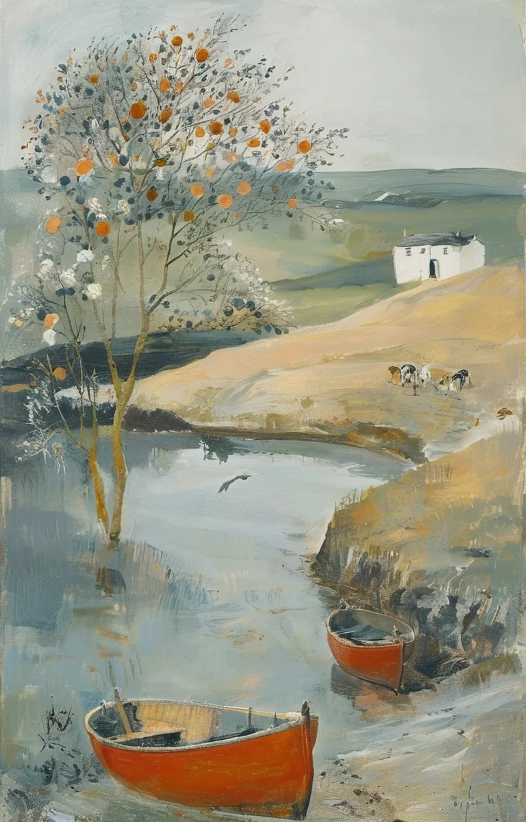masterpiece,best quality,<lora:tbh241-sdxl:0.9>,illustration,style of Winifred Nicholson animals