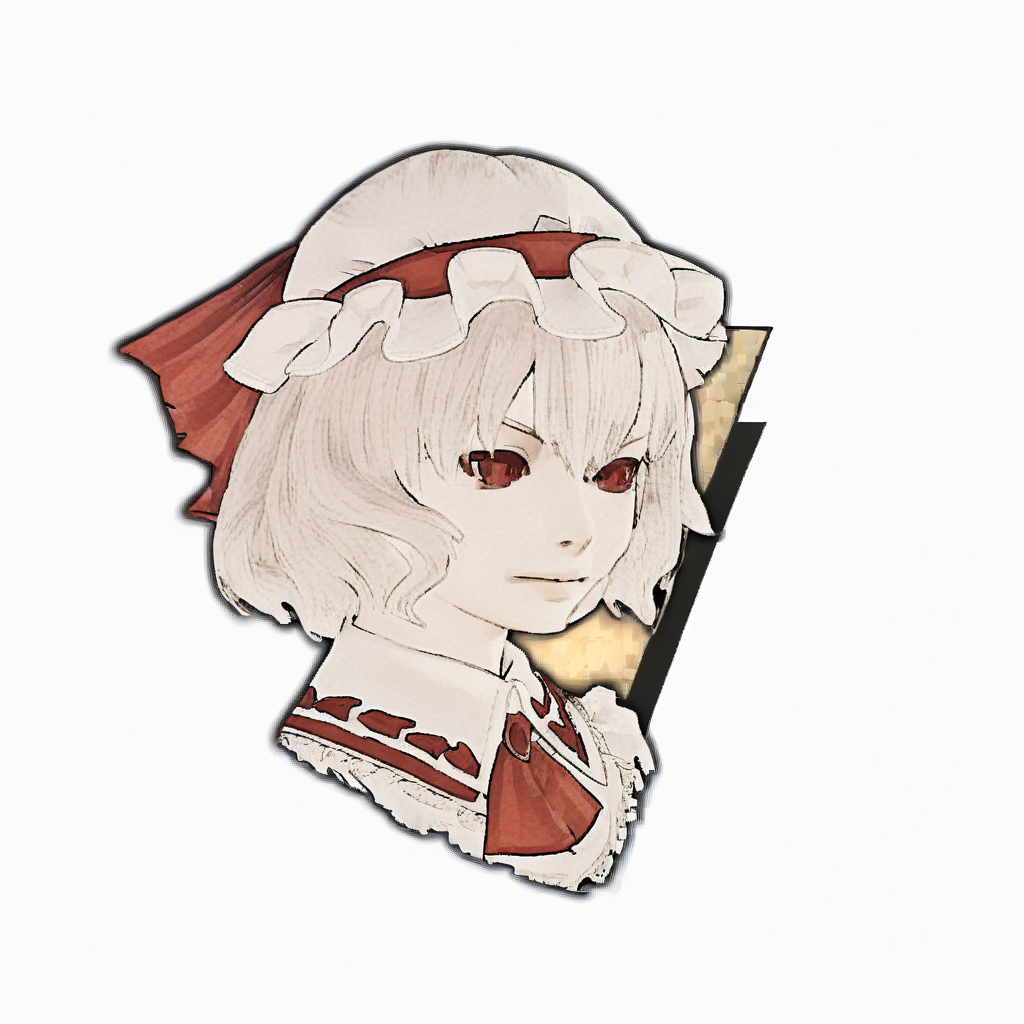 ffxiv battle talk portrait,simple background, white background, portrait,
remilia scarlet,touhou, 
 <lora:kohaku_delta_style_ffxiv_battle_lora:1>