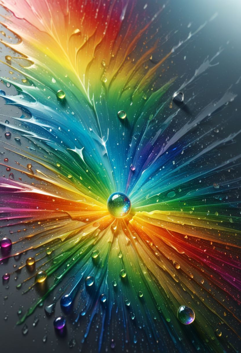 hyperdetailed,epiCRealism, vibrant color,amazing quality, masterpiece, best quality, hyper detailed, ultra realistic lighting, UHD, soft shadows, high Dynamic,alluring,
((extreme close up)), a rain drop falling from the sky,
raining, sunshine, rainbow hue,ral-czmcrnbw, hyperkraximalism,subsurface scattering