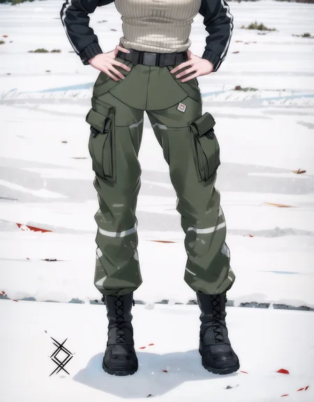 wargirls, 1girl, turtleneck, sweater, breasts, dynamic pose, trousers, military, masterpiece, best quality, very detailed, <lora:wargirls:1>, to8highkey style, <lora:to8sHighKeyLORASD15SD2_sd15:1>