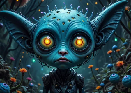 xslx, surrealism, cartoon sad female alien species face, highly detailed, Profound, spotlit, electric indigo, eerie, pristine, serene <lora:fx-01:1.25>  <lora:surrealism-v1:1>  <lora:alien-species:.4>