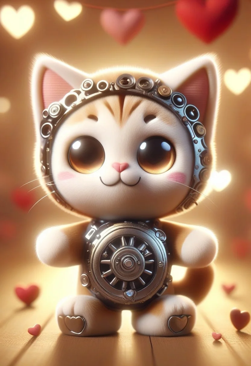 Cute Cat Witty Wonders: Add a touch of humor or whimsy. After all, what’s a gearhead challenge without some sprocket jokes? (made out of gears), beautiful and intricate, ral-smlvltnpls