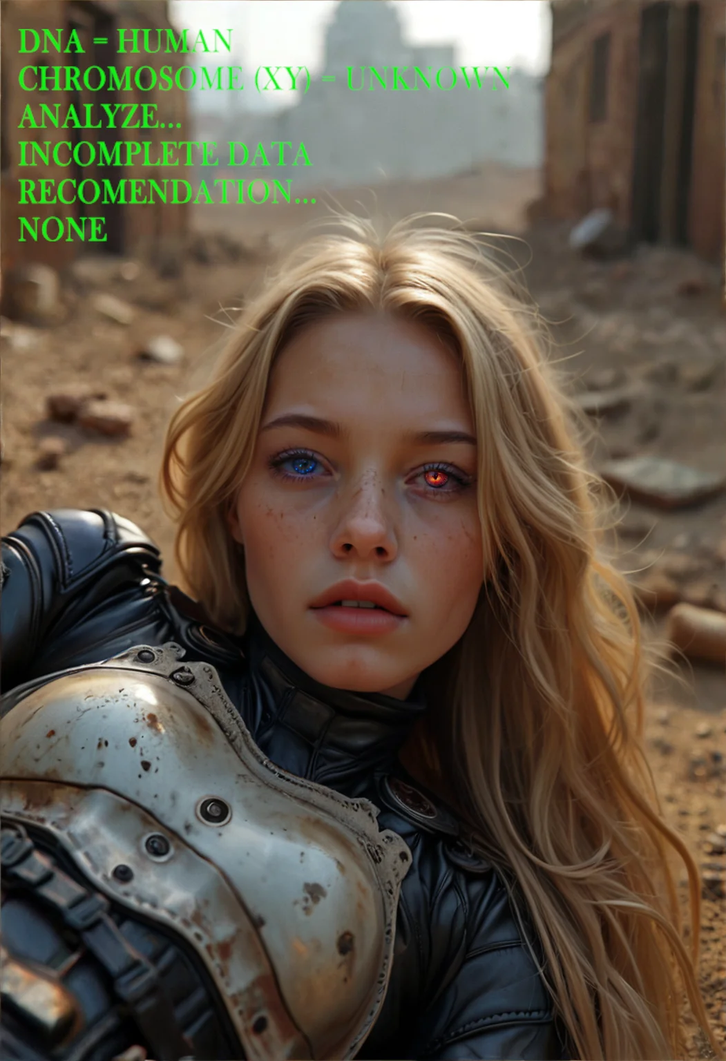 Hyperrealistic art a woman in a leather outfit is posing for a picture in a dirty area with a building in the background, Andor Basch, ultra realistic digital art, a photorealistic painting, retrofuturism. Cinematic photography, movie mood, cinematic light, compelling composition, storytelling elements, conveys emotion, mood, and narrative depth, creating visually striking images that feel like still frames from a film. <lora:add-detail-xl:.5> <lora:Flux-style-xl-lora:.5>