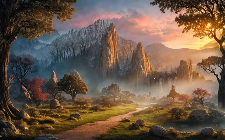 (masterpiece:1.2), (best quality,:1.2), 8k, HDR, ultra detailed, ((photorealistic)), professional light, cinematic lighting, fashion photography, ambient lighting, fantasy, background, volumetric light,
BREAK
enchanted rocks and boulders, art by Frank C. Papé ,oil painting \(medium\),
a house on a bare tree in the middle of a forest,illusionary birdsong fantasy jungle,
detailxl,
<lora:ostris_detailSlider_v40:1>, FanLan, <lora:FantasyLandscape:0.7>, epiCPhoto, <lora:add_detail:0.3>, <lora:color background:0.3>,