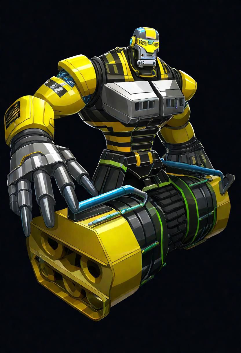 ncrender of za warudo as a cyborg road roller man,simple background,black background