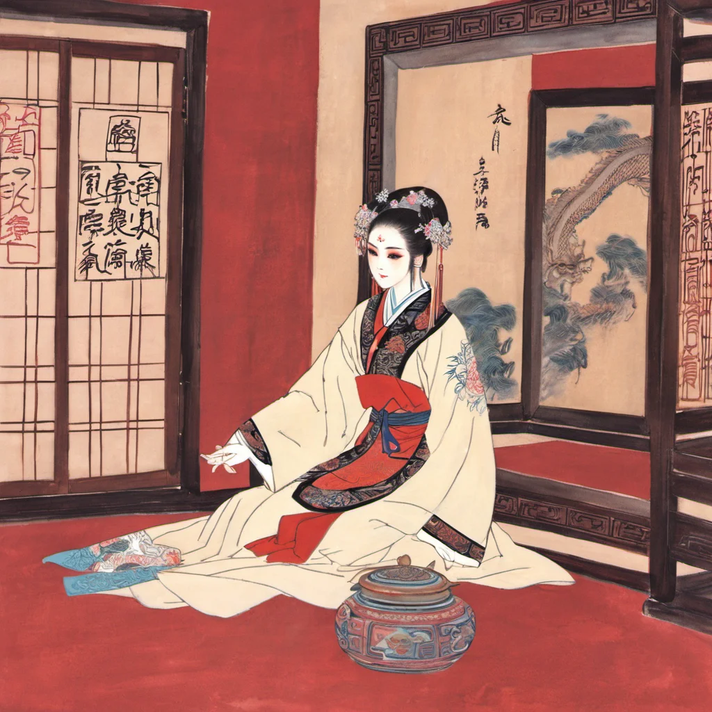 SumeragiNatsuki, (best quality), (masterpiece), 1girl, hanfu, chinese room, mirror, make up
