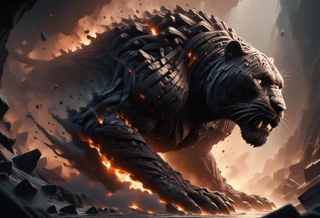 score_9_up, score_8_up, score_7_up, score_6_up, anthracite, coal, glowing, panther, animal, no humans, from side,