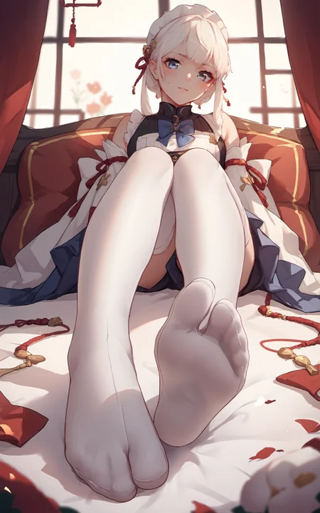 score_9,score_8_up,score_7_up,score_6_up,score_5_up,score_4_up,source_anime,1girl,<lora:tabi_pony-000017:0.8>,tabi,foot focus,white thighhighs,